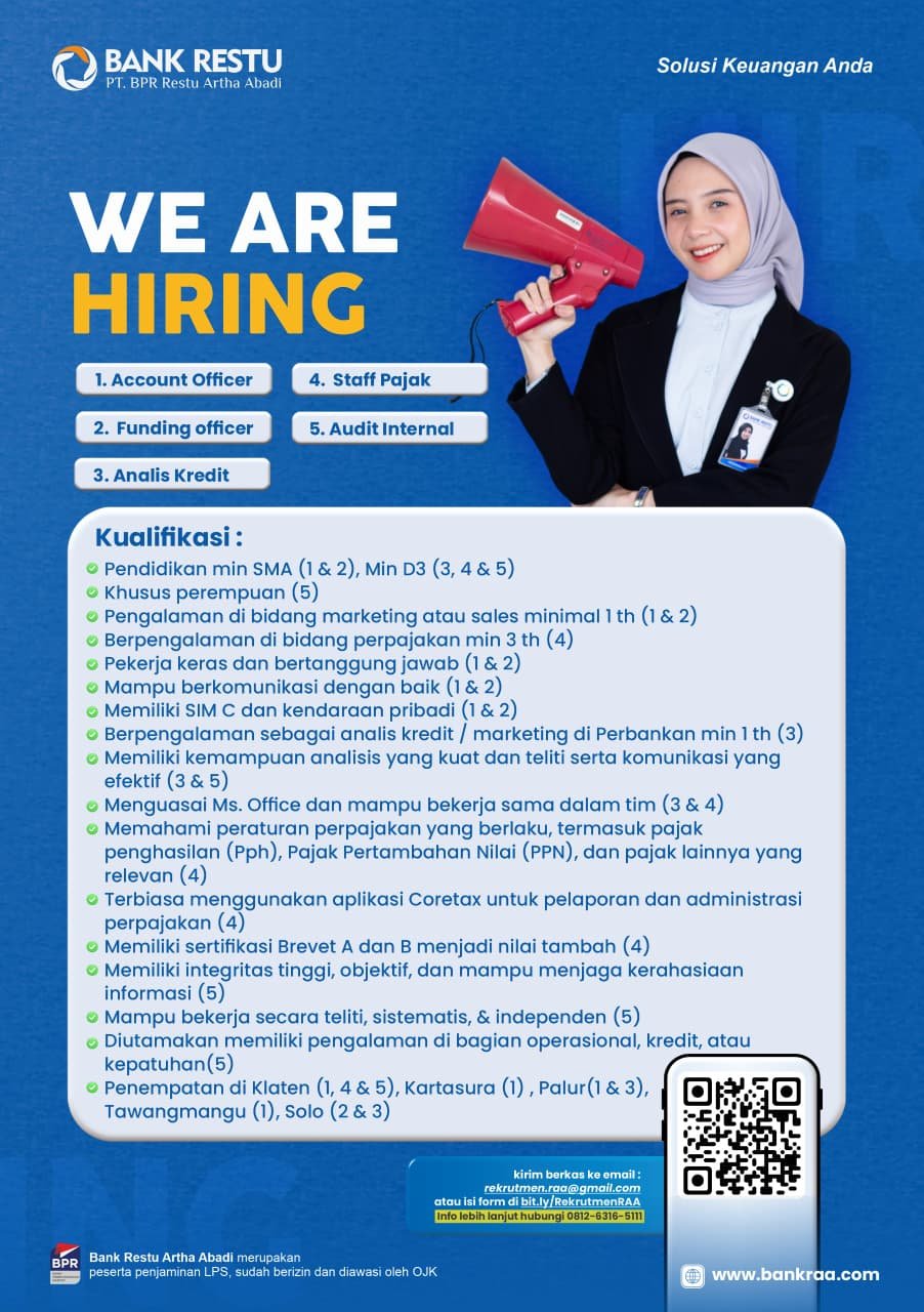 LOKER BANK RESTU ARTHA ABADI 