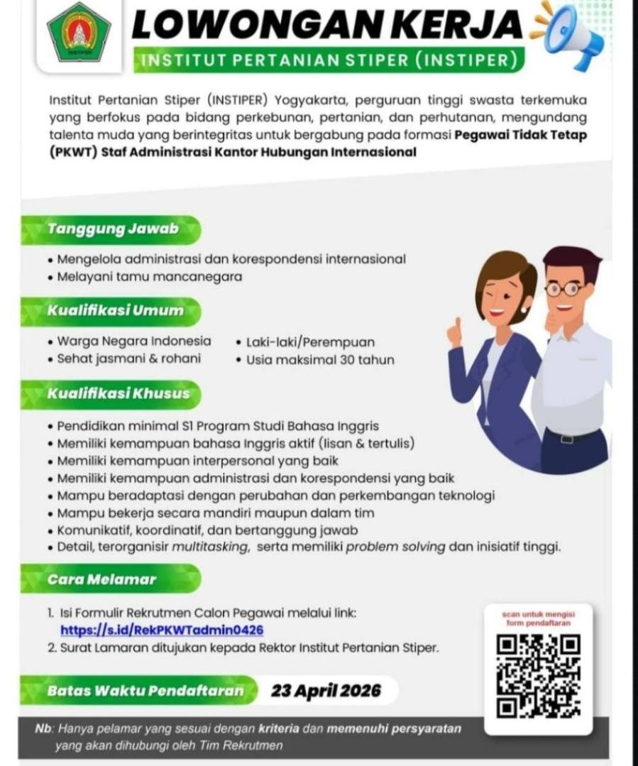 LOWONGAN KERJA – INSTIPER